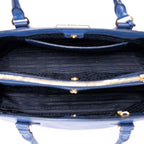 Sac bandoulière double zip cabas Galleria en cuir Saffiano bleu marine