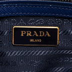 Sac bandoulière double zip cabas Galleria en cuir Saffiano bleu marine