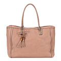 Bolso de Hombro Bella Bambú Piel de Becerro Granulada Rosa