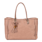 Bolso de Hombro Bella Bambú Piel de Becerro Granulada Rosa