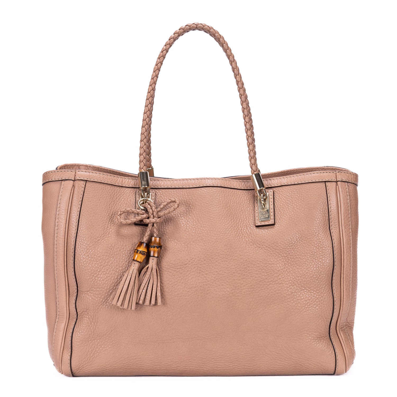 Shoulder Bag Bella Bamboo Pink Pebbled Calfskin Leather