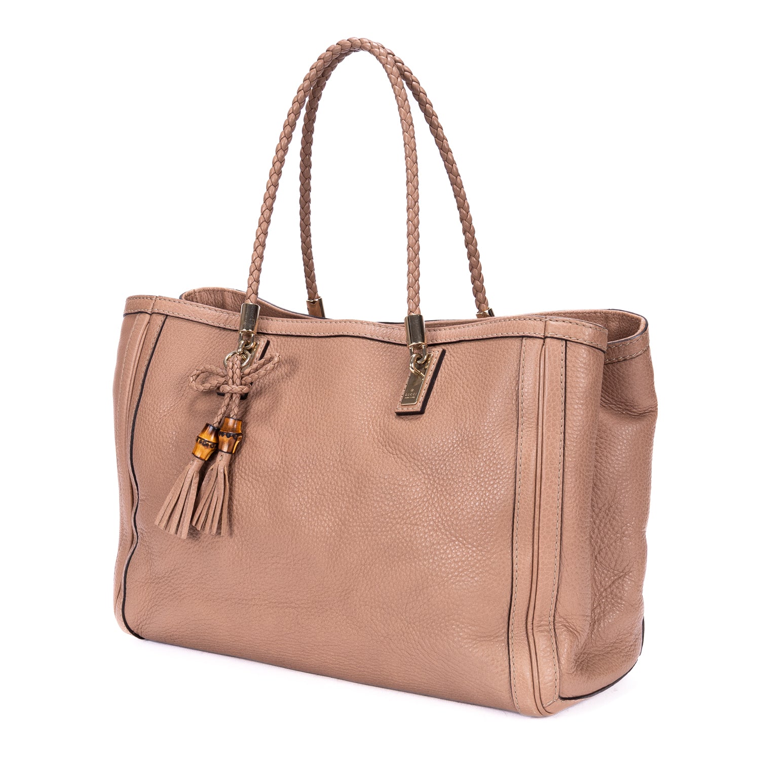 Shoulder Bag Bella Bamboo Pink Pebbled Calfskin Leather