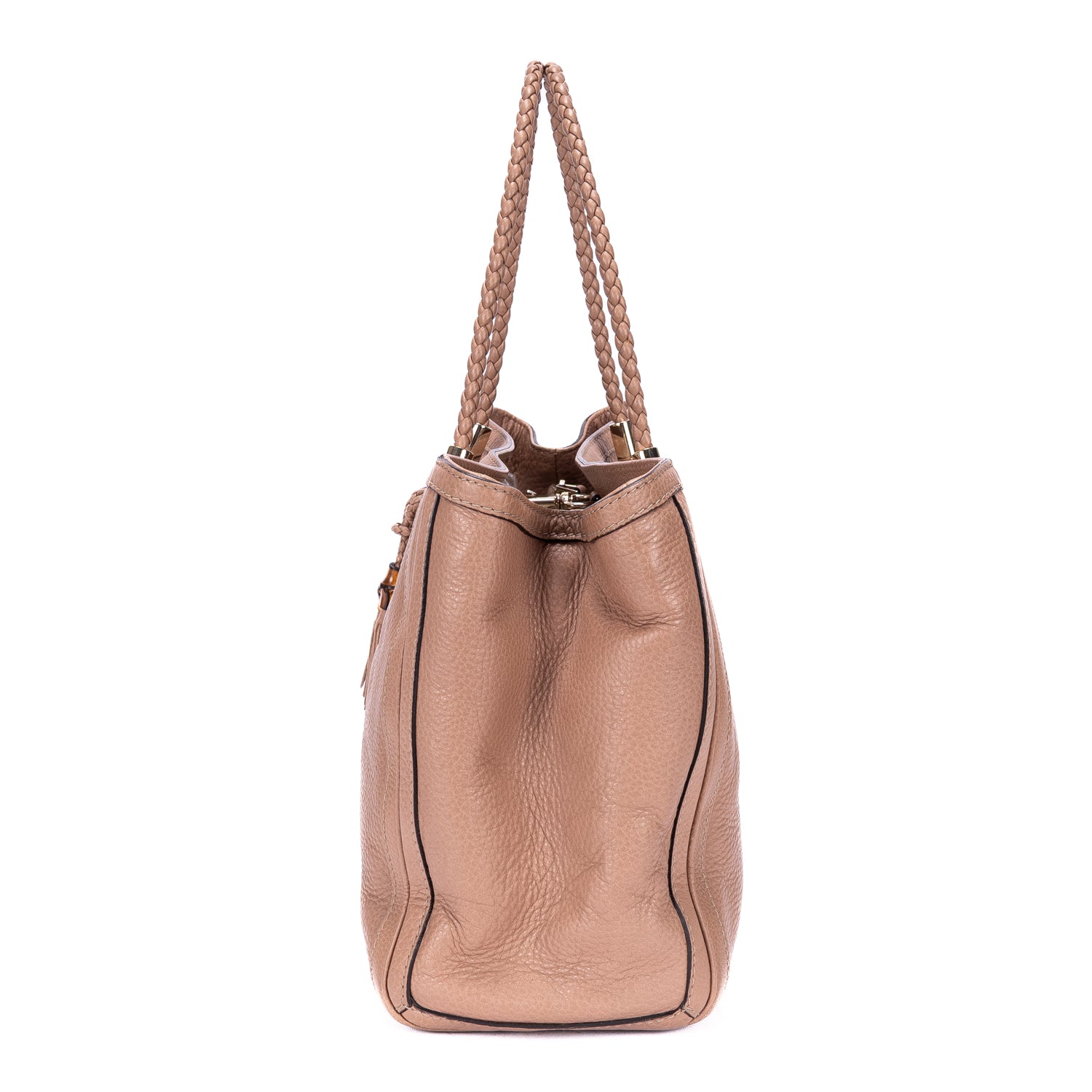 Shoulder Bag Bella Bamboo Pink Pebbled Calfskin Leather