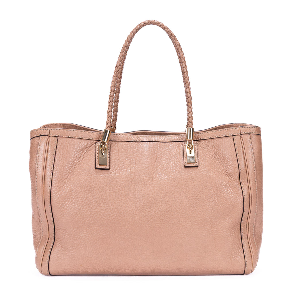 Bolso de Hombro Bella Bambú Piel de Becerro Granulada Rosa