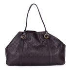 Sac Porté Épaule Sukey Cabas Cuir Gaufré Guccissima Marron Foncé
