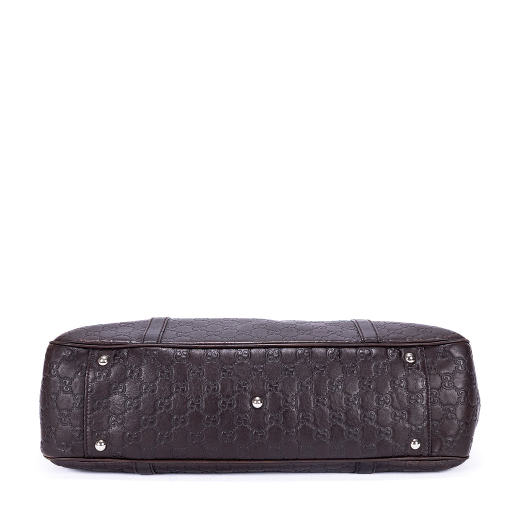 Sac Porté Épaule Sukey Cabas Cuir Gaufré Guccissima Marron Foncé