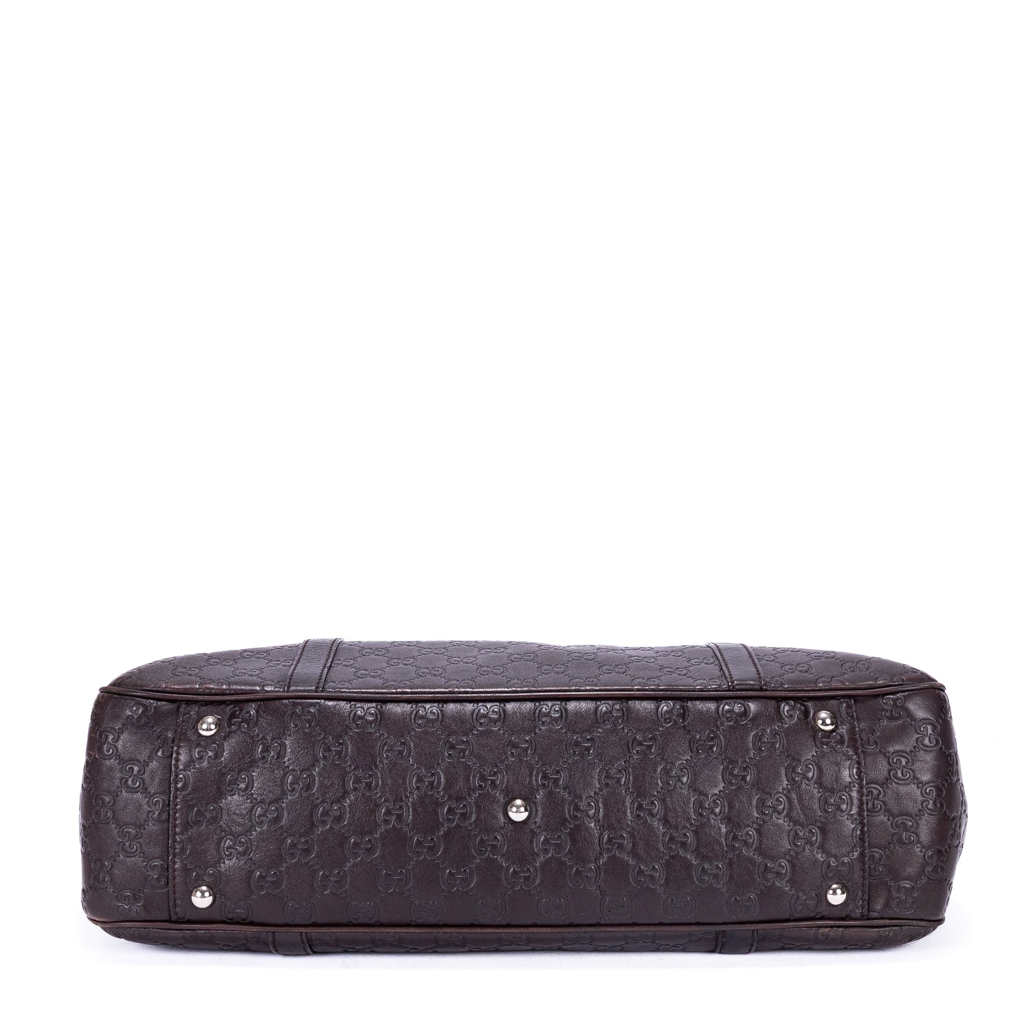 Sac Porté Épaule Sukey Cabas Cuir Gaufré Guccissima Marron Foncé
