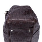 Sac Porté Épaule Sukey Cabas Cuir Gaufré Guccissima Marron Foncé
