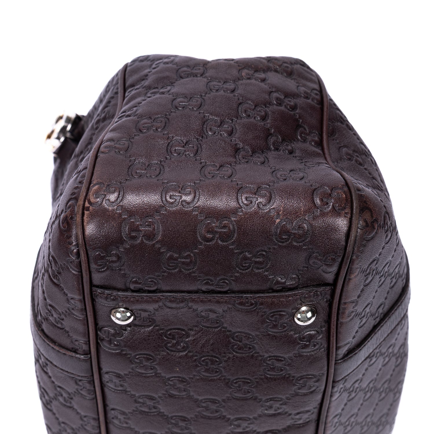 Sac Porté Épaule Sukey Cabas Cuir Gaufré Guccissima Marron Foncé