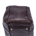 Sac Porté Épaule Sukey Cabas Cuir Gaufré Guccissima Marron Foncé