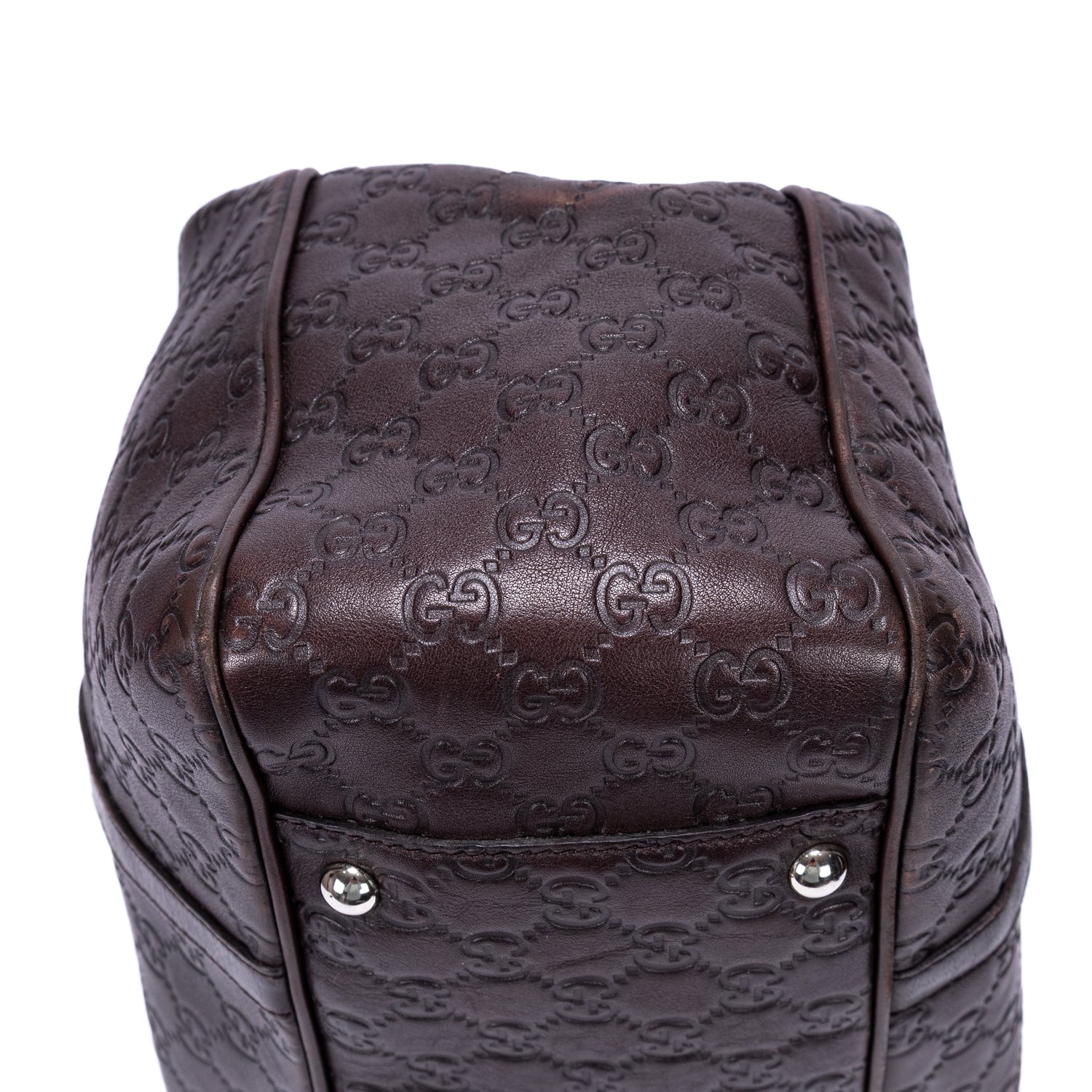 Sac Porté Épaule Sukey Cabas Cuir Gaufré Guccissima Marron Foncé