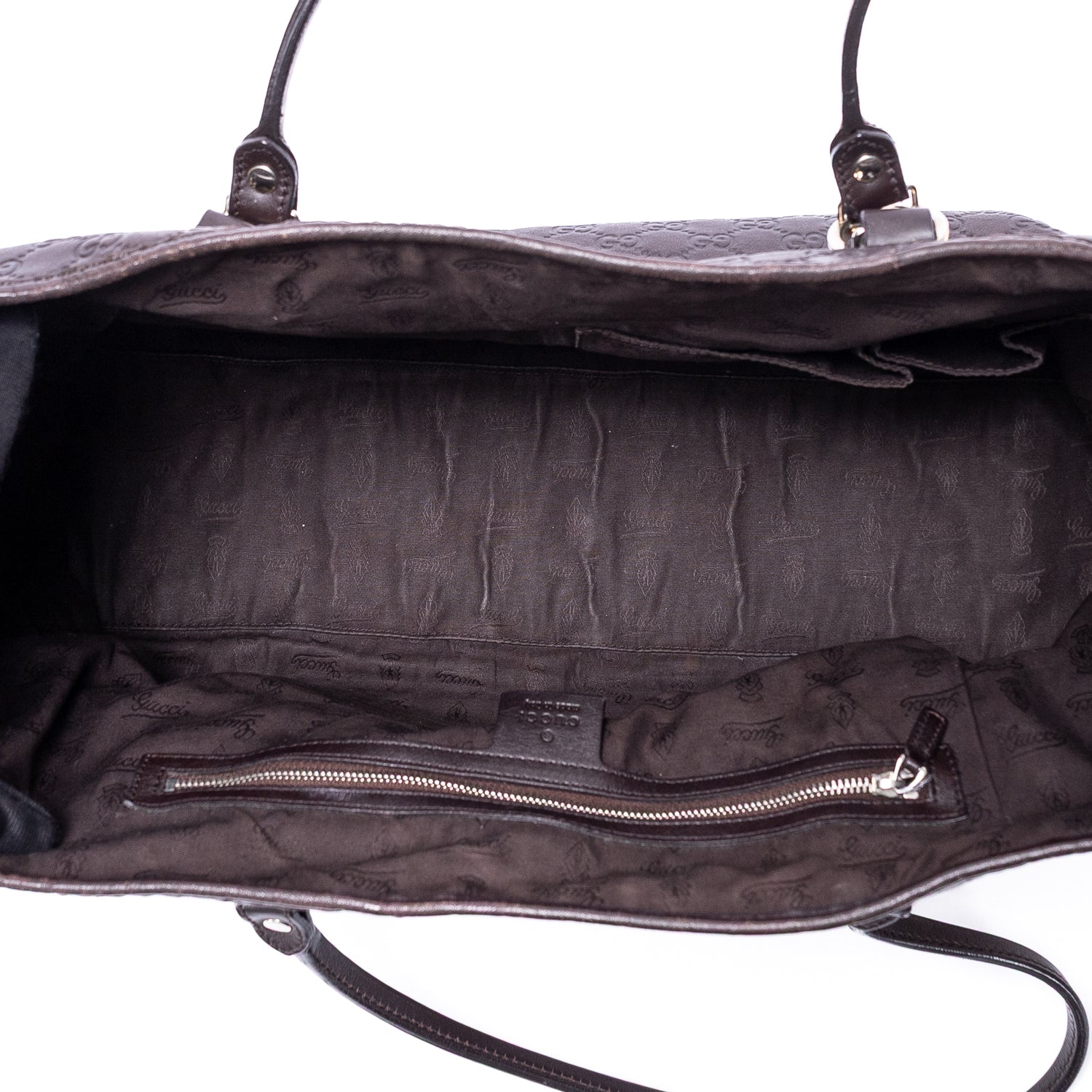 Sac Porté Épaule Sukey Cabas Cuir Gaufré Guccissima Marron Foncé