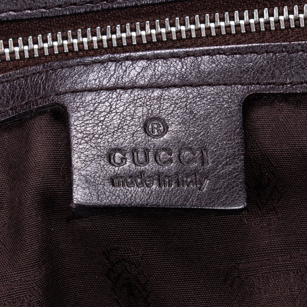 Sac Porté Épaule Sukey Cabas Cuir Gaufré Guccissima Marron Foncé