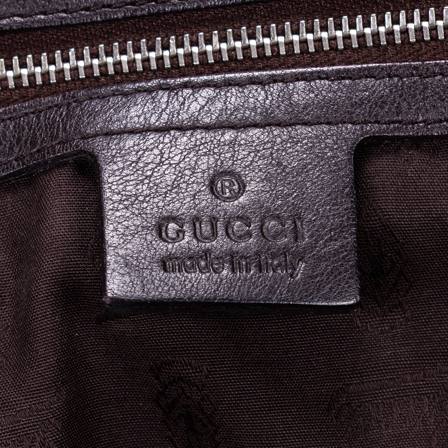 Sac Porté Épaule Sukey Cabas Cuir Gaufré Guccissima Marron Foncé
