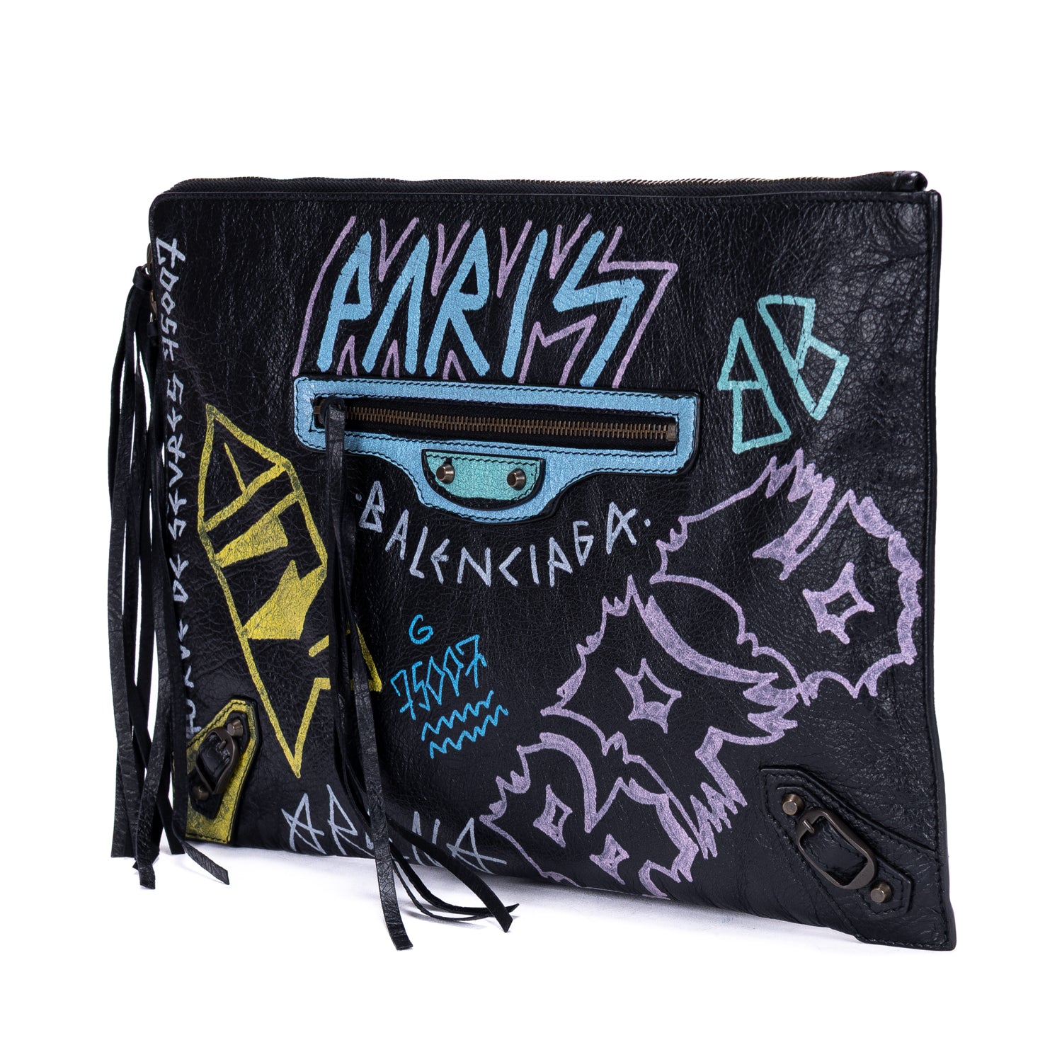 Clutch Graffiti Clutch Black Graffiti Print Leather