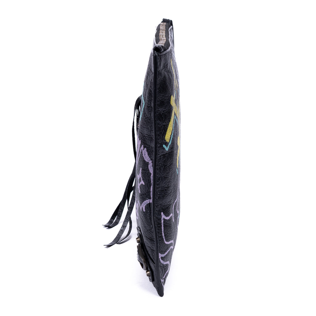 Clutch Graffiti Clutch Black Graffiti Print Leather