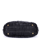 Shoulder Bag Satchel Bag Black Nappa Gaufre Leather