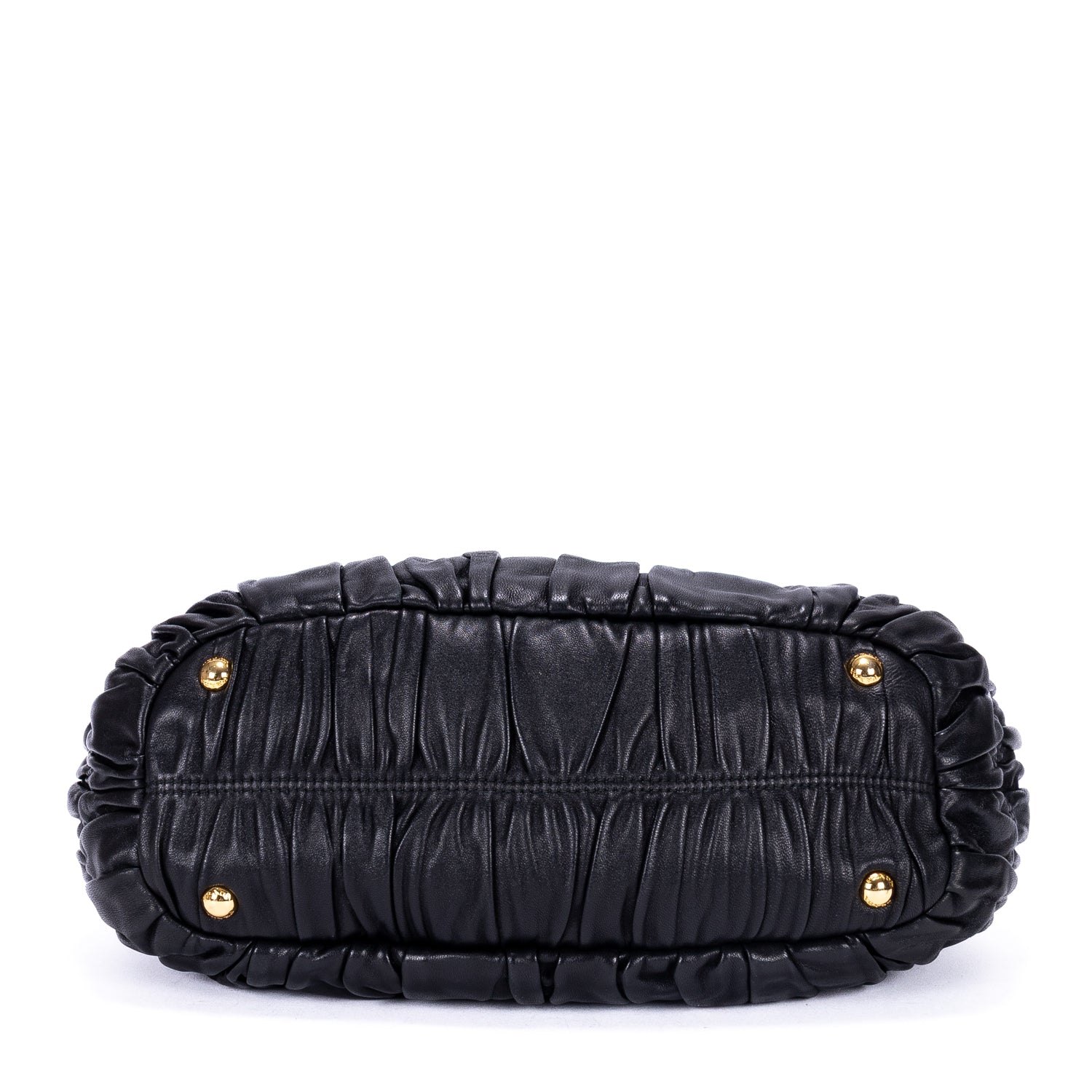 Shoulder Bag Satchel Bag Black Nappa Gaufre Leather
