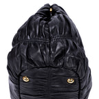 Shoulder Bag Satchel Bag Black Nappa Gaufre Leather