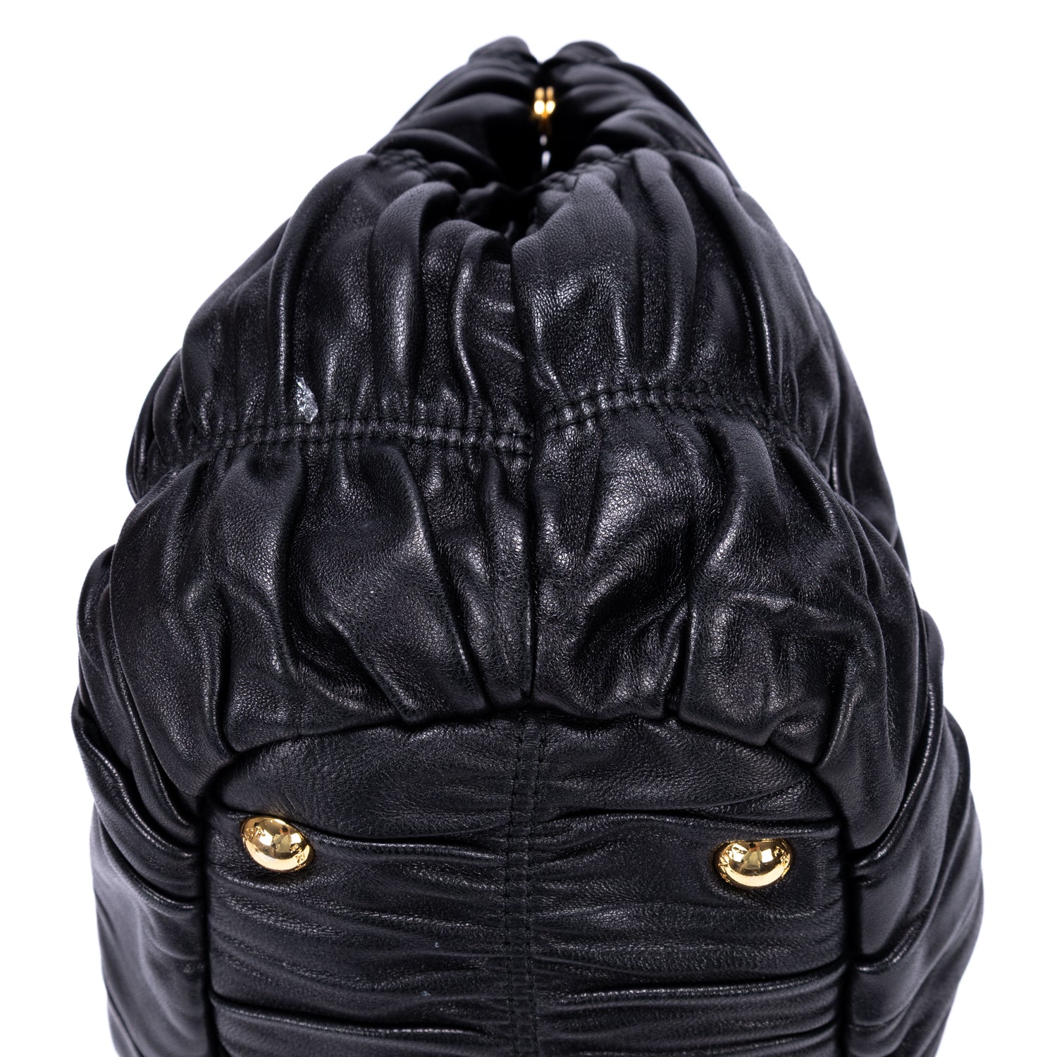 Shoulder Bag Satchel Bag Black Nappa Gaufre Leather