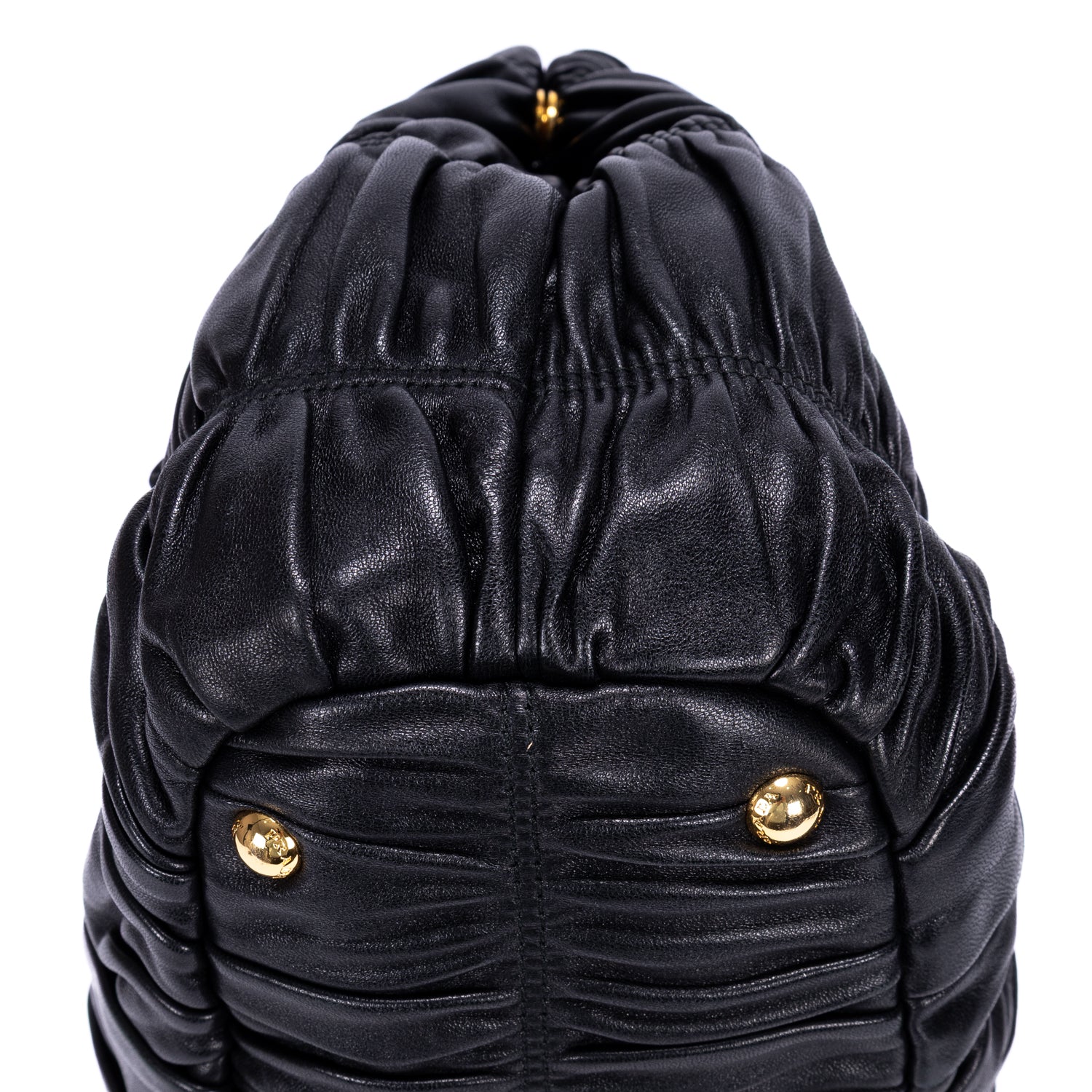 Shoulder Bag Satchel Bag Black Nappa Gaufre Leather