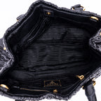 Shoulder Bag Satchel Bag Black Nappa Gaufre Leather
