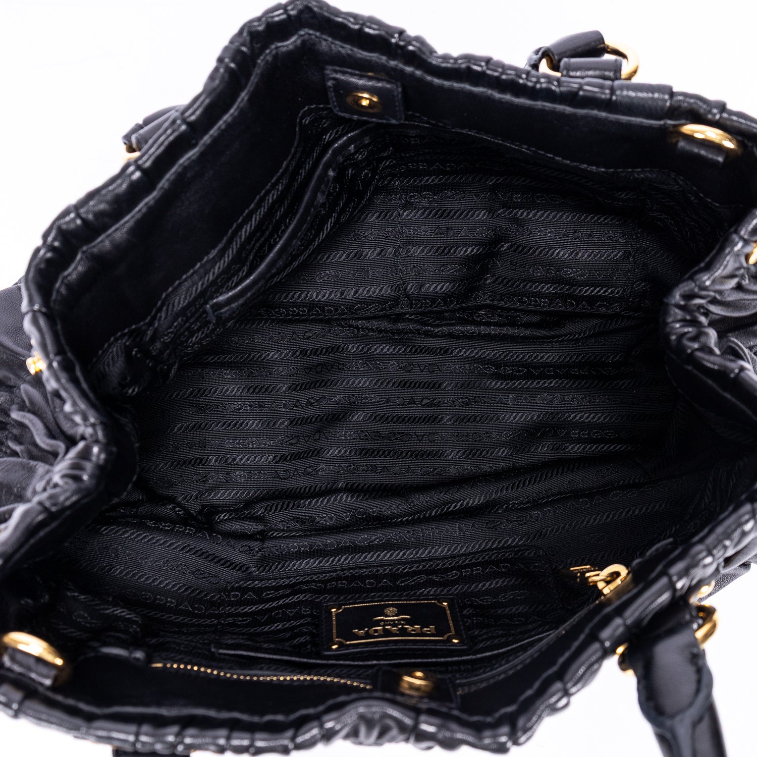 Shoulder Bag Satchel Bag Black Nappa Gaufre Leather