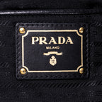 Shoulder Bag Satchel Bag Black Nappa Gaufre Leather