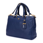 Shoulder Bag Shopping Tote Grey Vitello Daino Leather