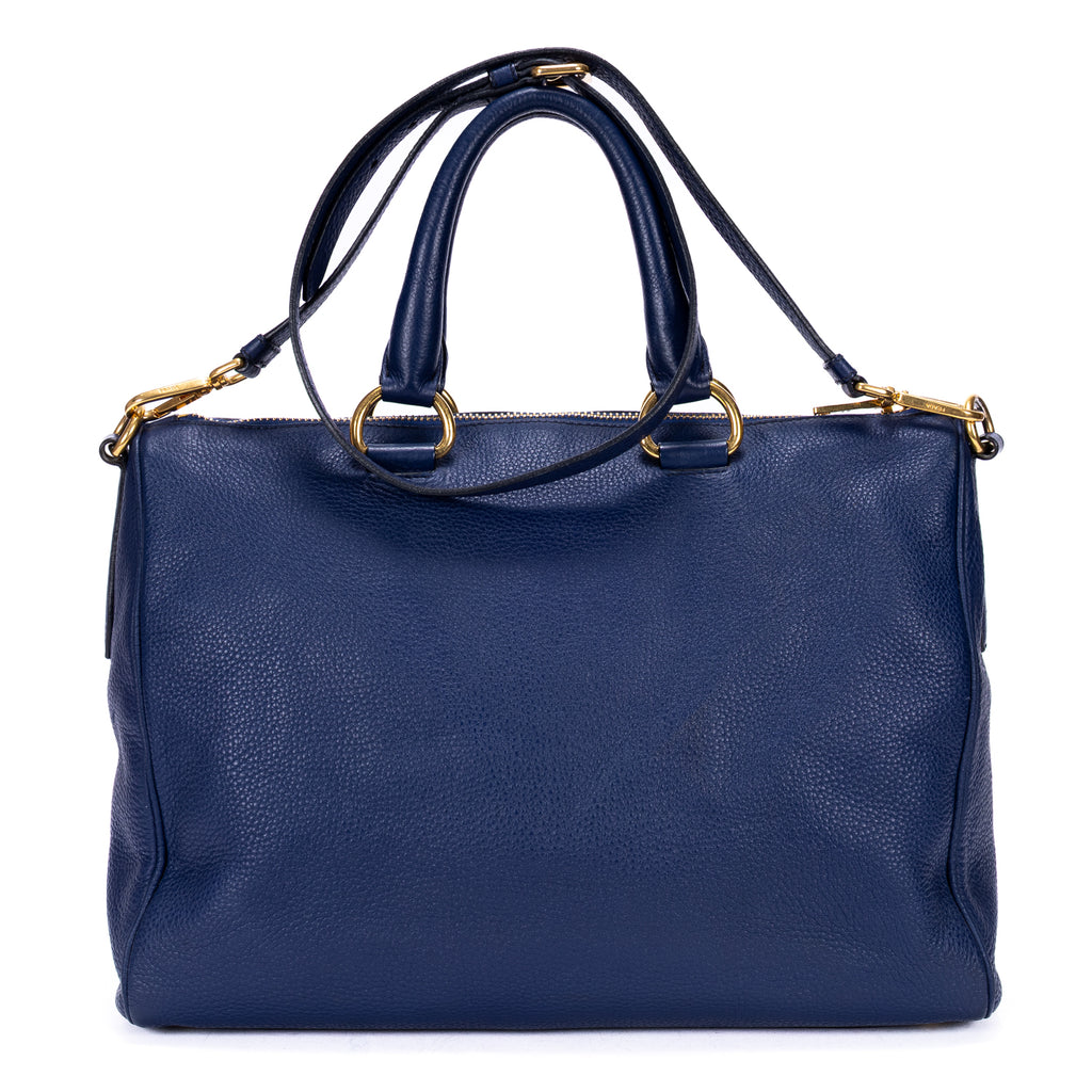 Shoulder Bag Shopping Tote Grey Vitello Daino Leather