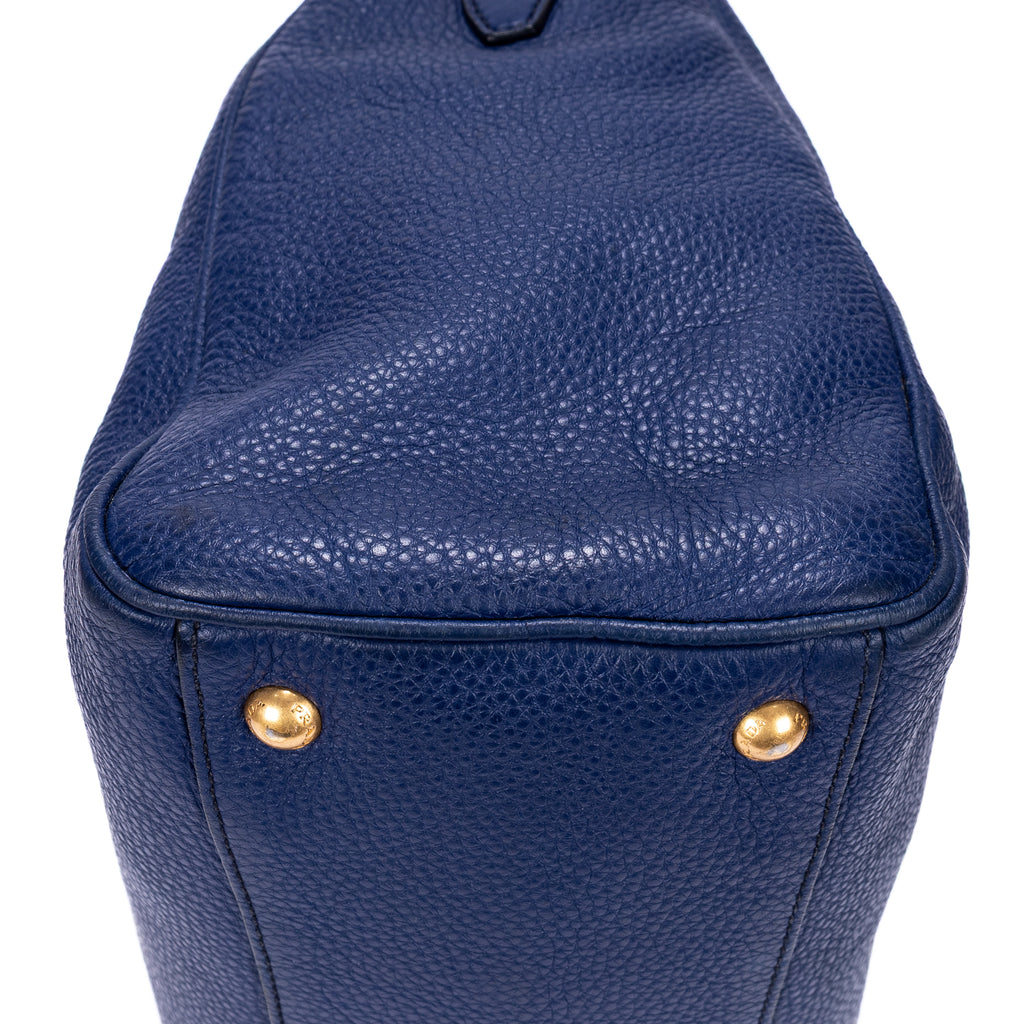 Shoulder Bag Shopping Tote Grey Vitello Daino Leather