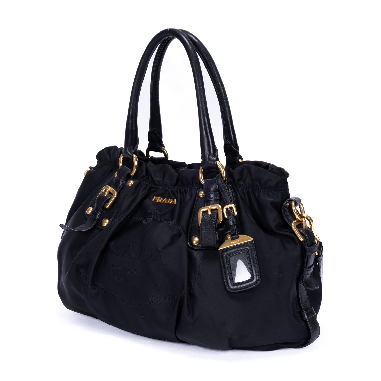 Shoulder Bag Tessuto Gaufre 2-Way Tote Black Tessuto Gaufre Canvas