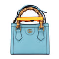 Bolso de hombro pequeño Diana Bamboo Tote de piel de becerro azul pequeño