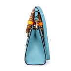 Bolso de hombro pequeño Diana Bamboo Tote de piel de becerro azul pequeño
