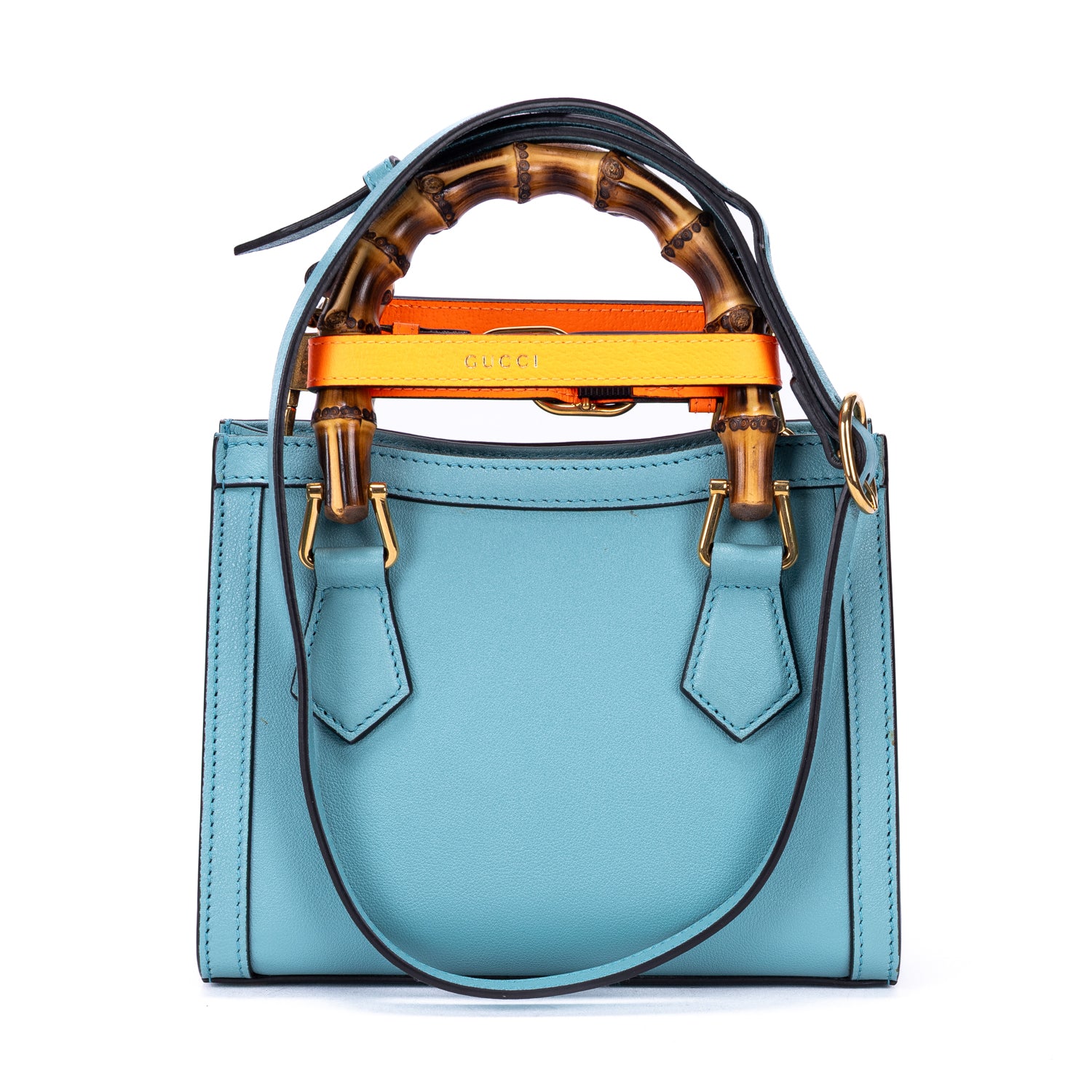 Shoulder Bag Small Diana Bamboo Tote Small Blue Calfskin Leather