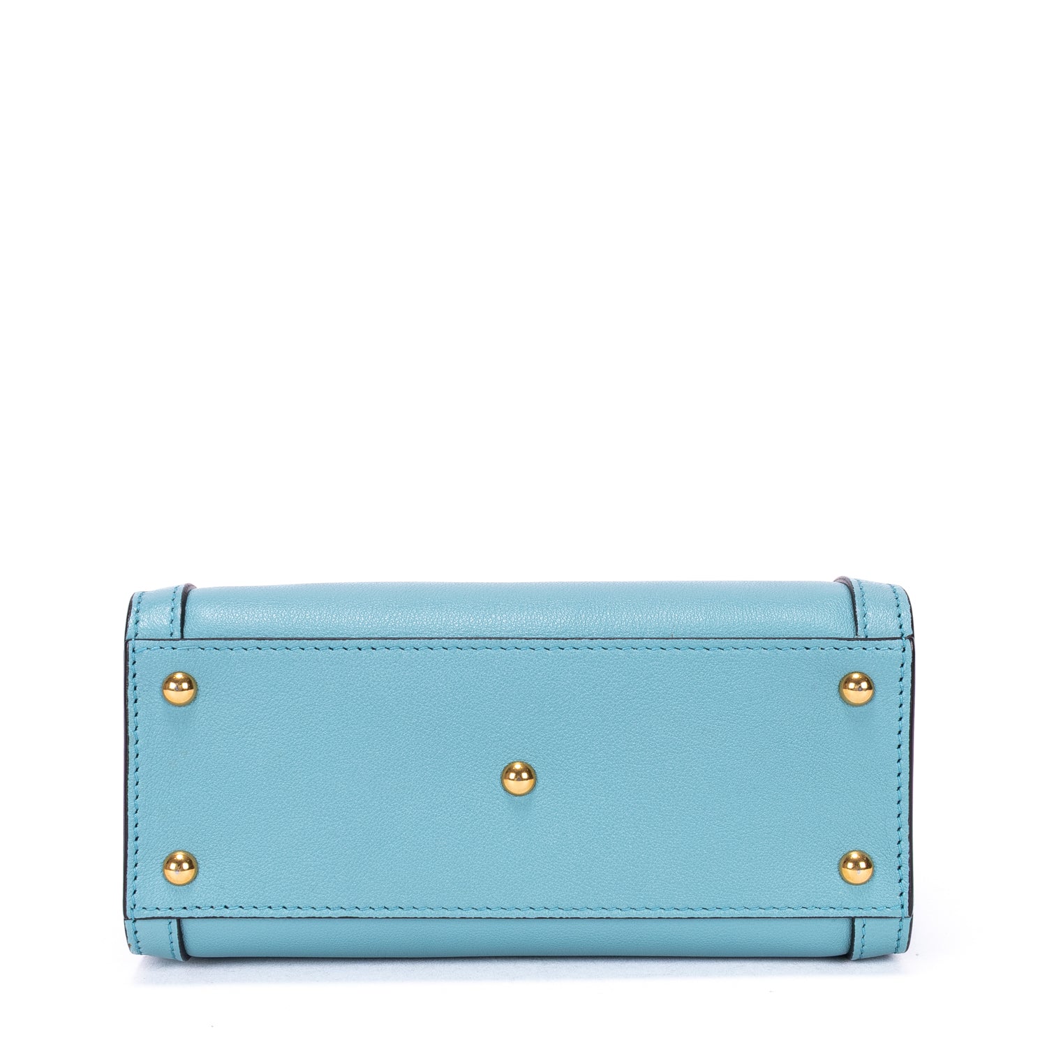 Bolso de hombro pequeño Diana Bamboo Tote de piel de becerro azul pequeño