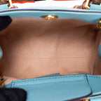 Bolso de hombro pequeño Diana Bamboo Tote de piel de becerro azul pequeño