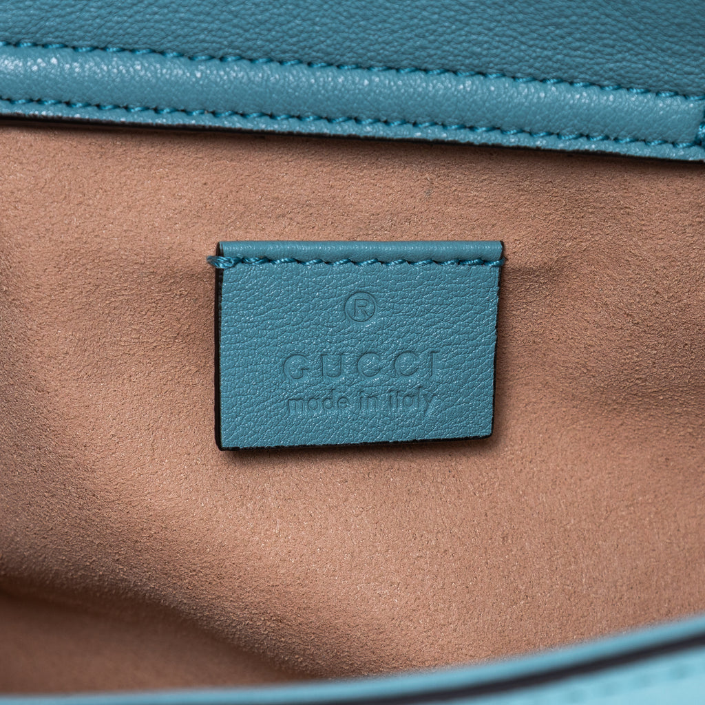 Bolso de hombro pequeño Diana Bamboo Tote de piel de becerro azul pequeño