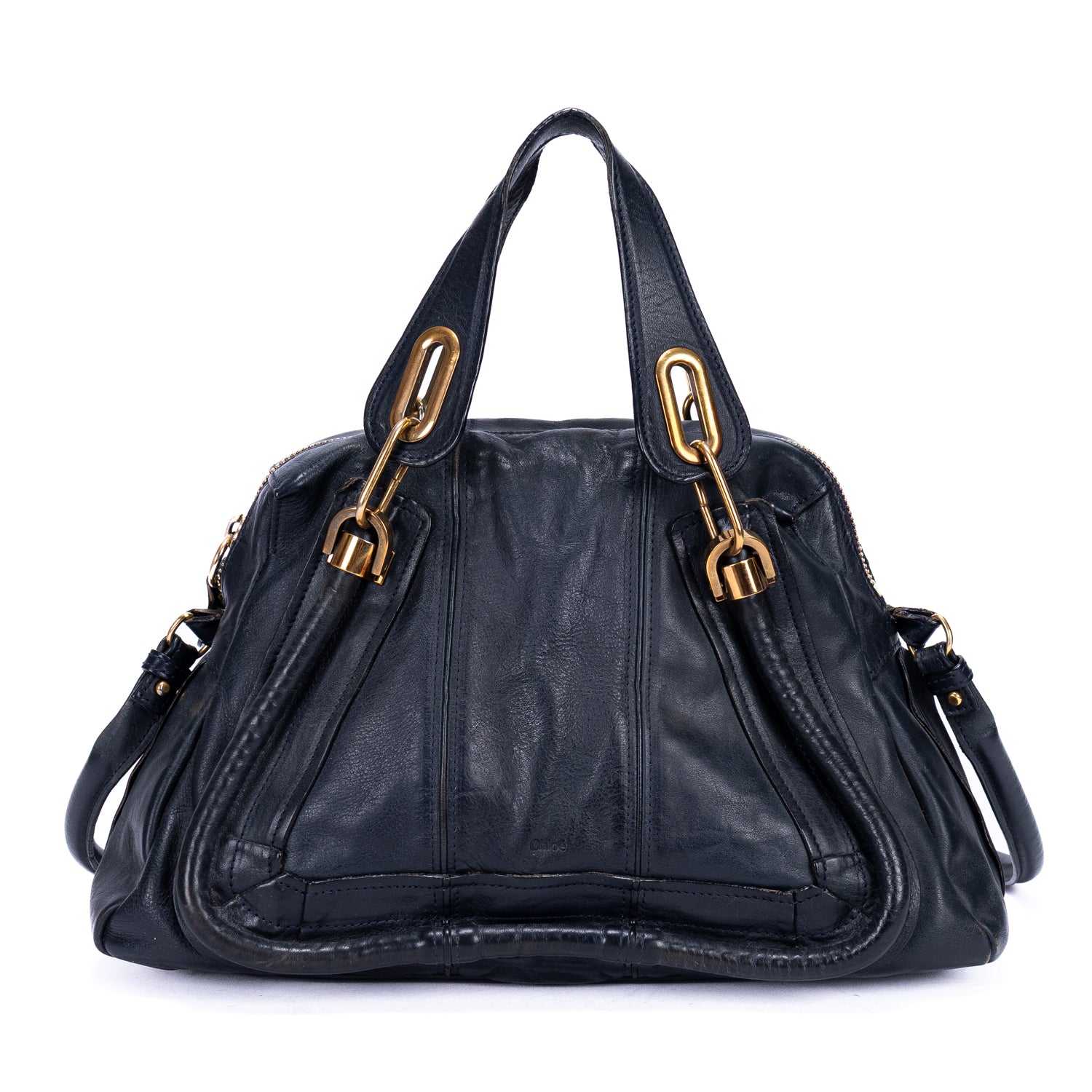Shoulder Bag Medium Paraty Medium Navy Grained Calfskin Leather