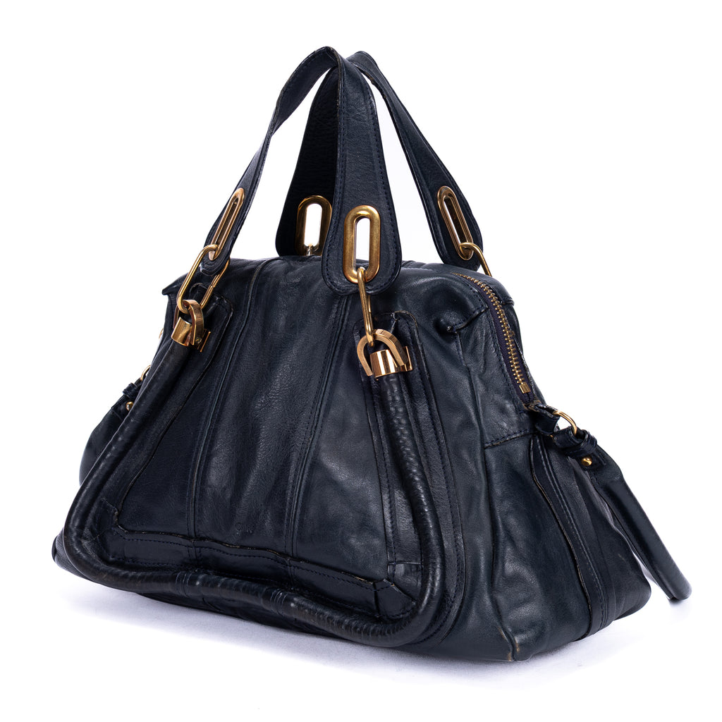 Shoulder Bag Medium Paraty Medium Navy Grained Calfskin Leather