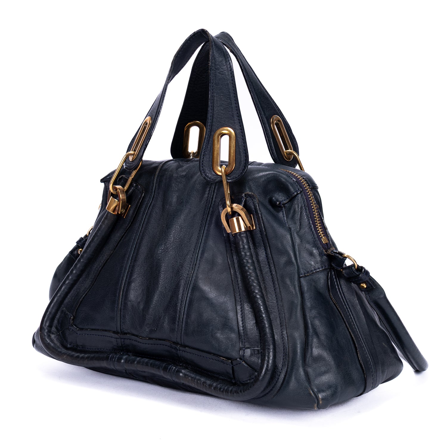 Shoulder Bag Medium Paraty Medium Navy Grained Calfskin Leather