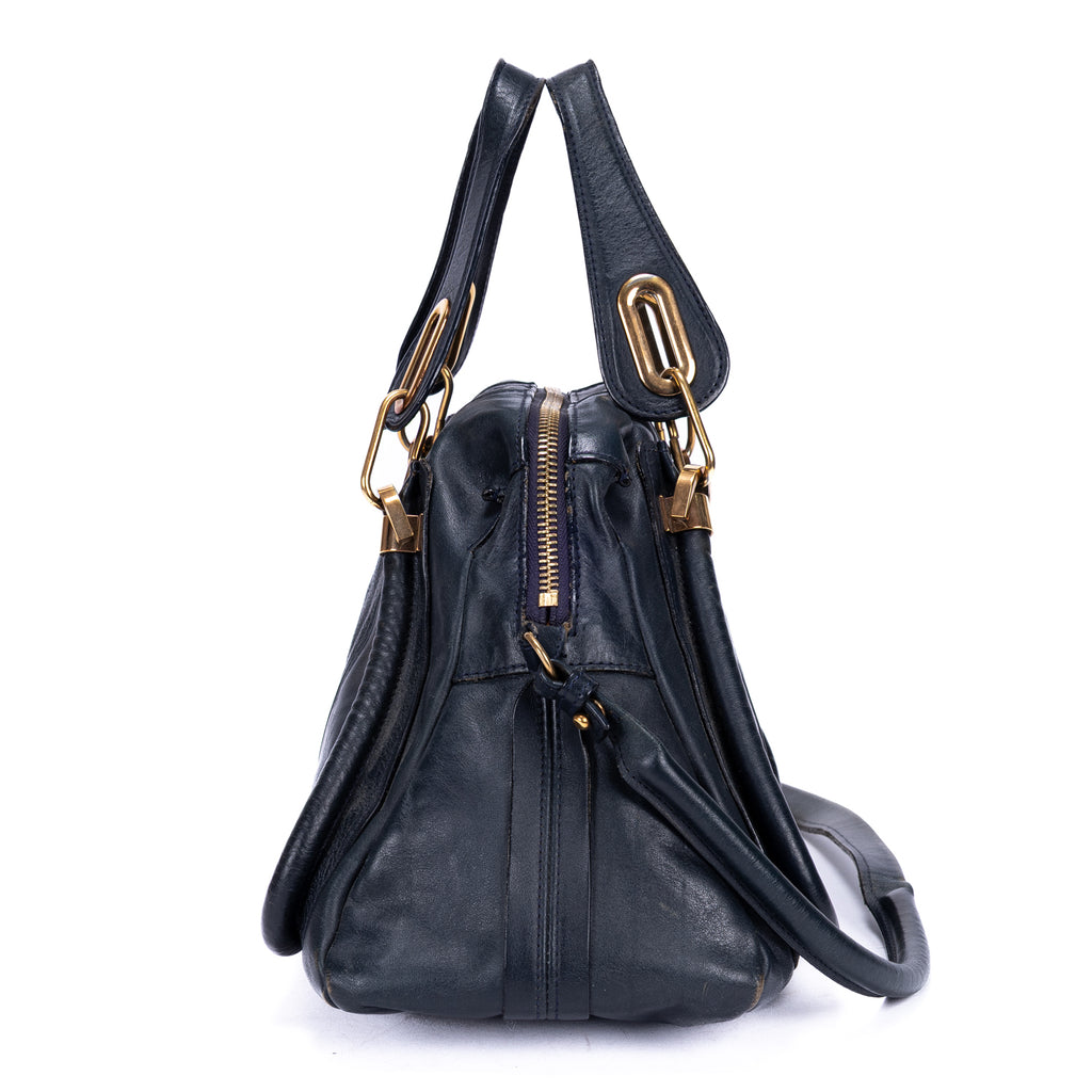 Shoulder Bag Medium Paraty Medium Navy Grained Calfskin Leather