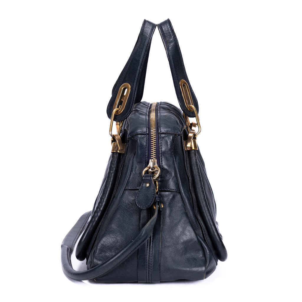Shoulder Bag Medium Paraty Medium Navy Grained Calfskin Leather