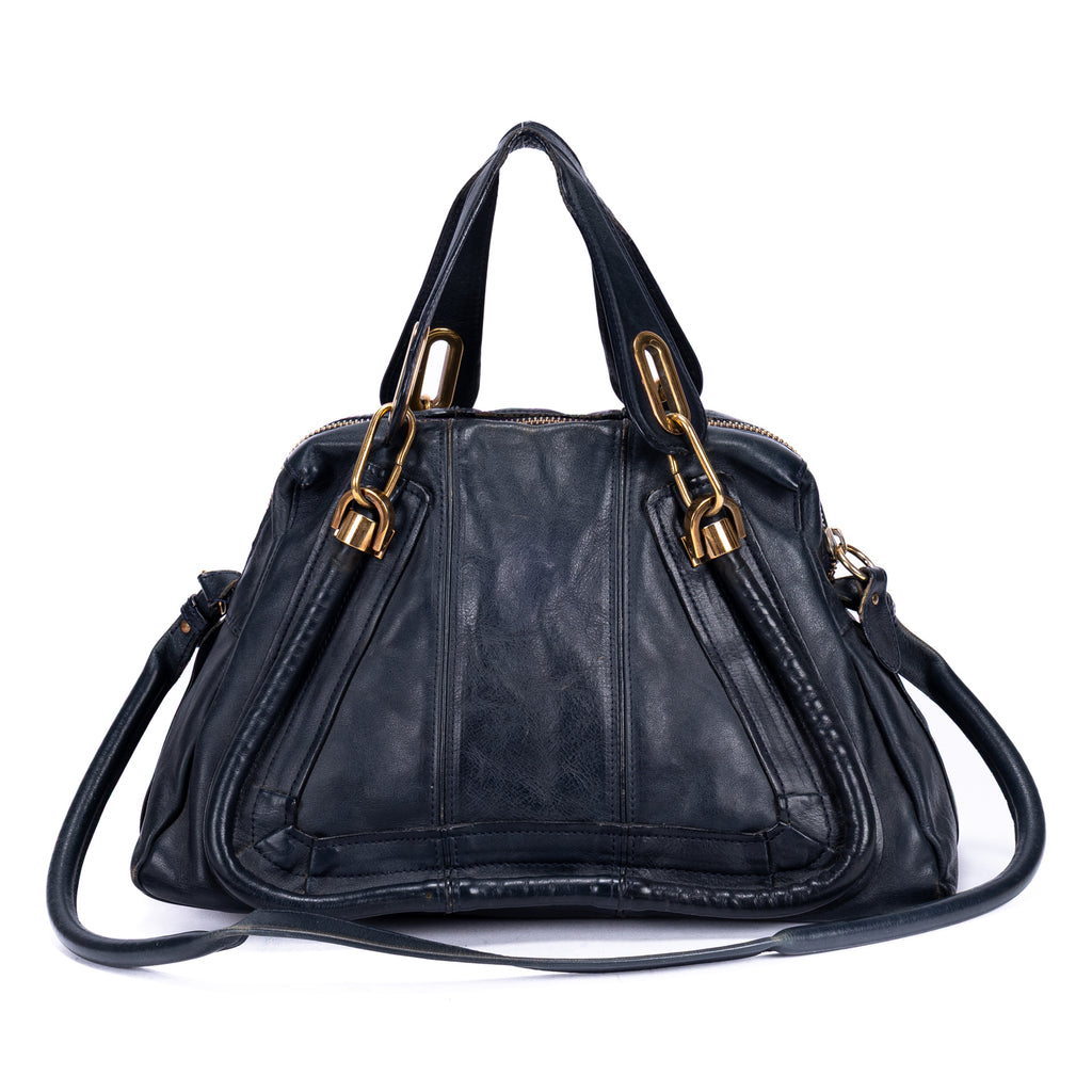 Shoulder Bag Medium Paraty Medium Navy Grained Calfskin Leather