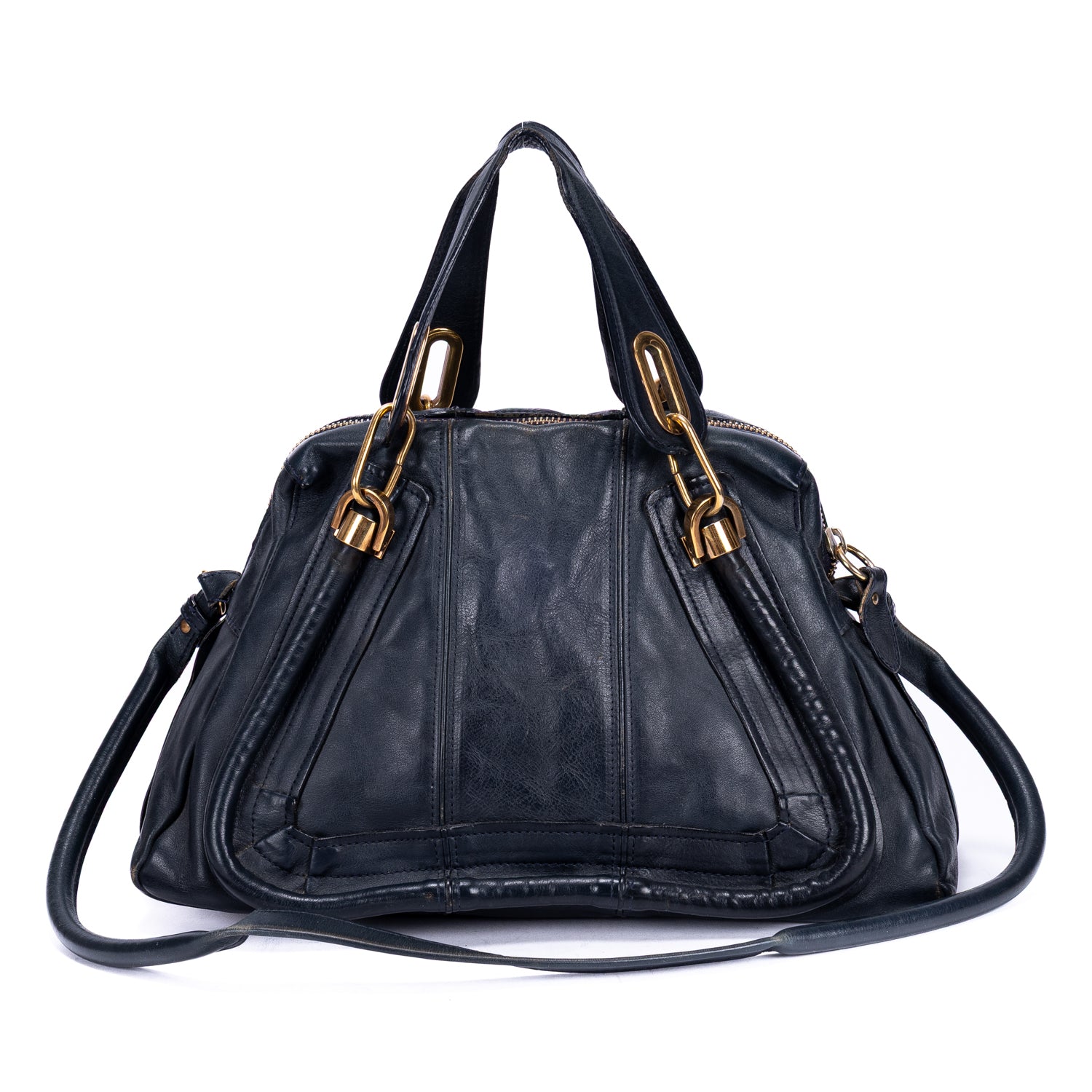 Shoulder Bag Medium Paraty Medium Navy Grained Calfskin Leather