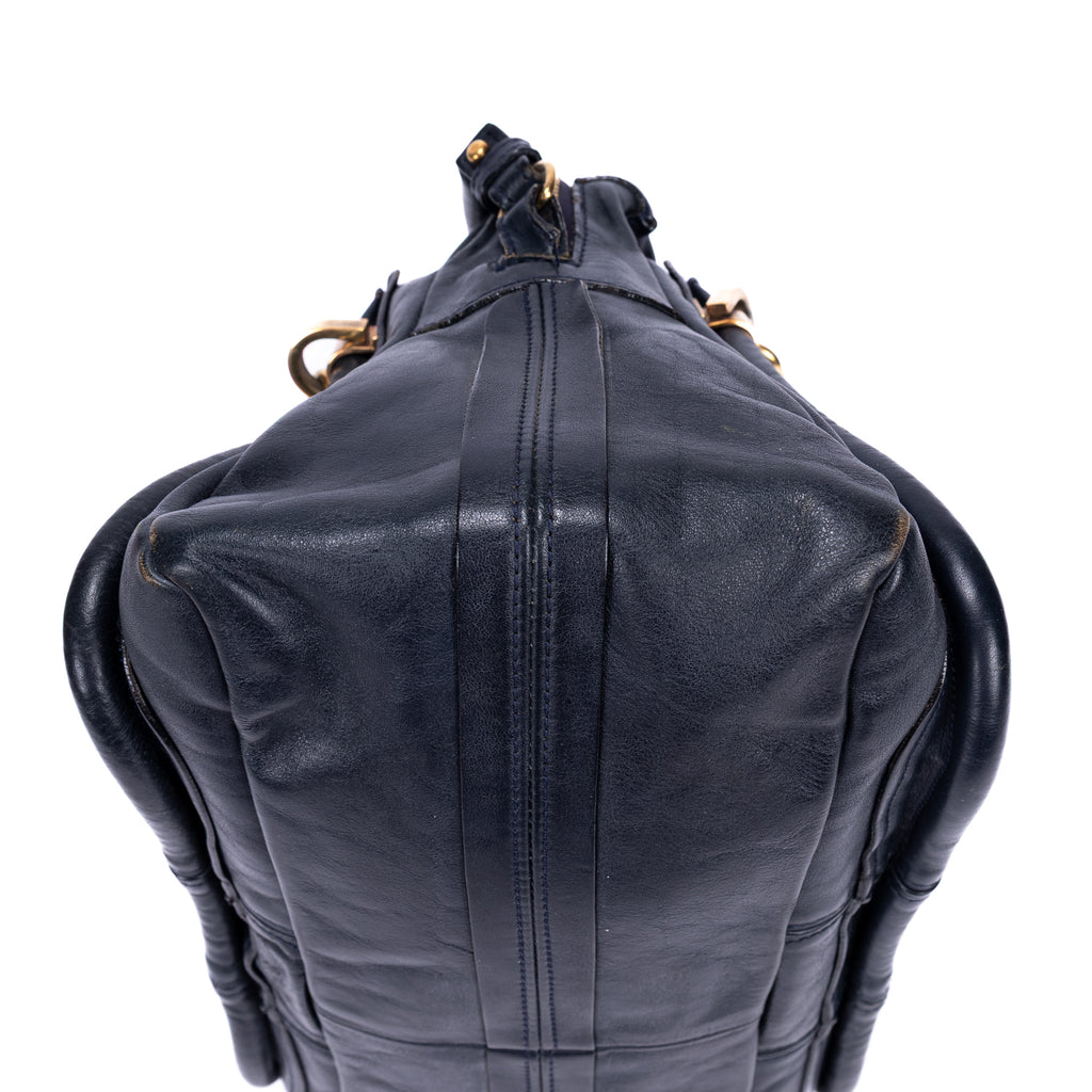 Shoulder Bag Medium Paraty Medium Navy Grained Calfskin Leather