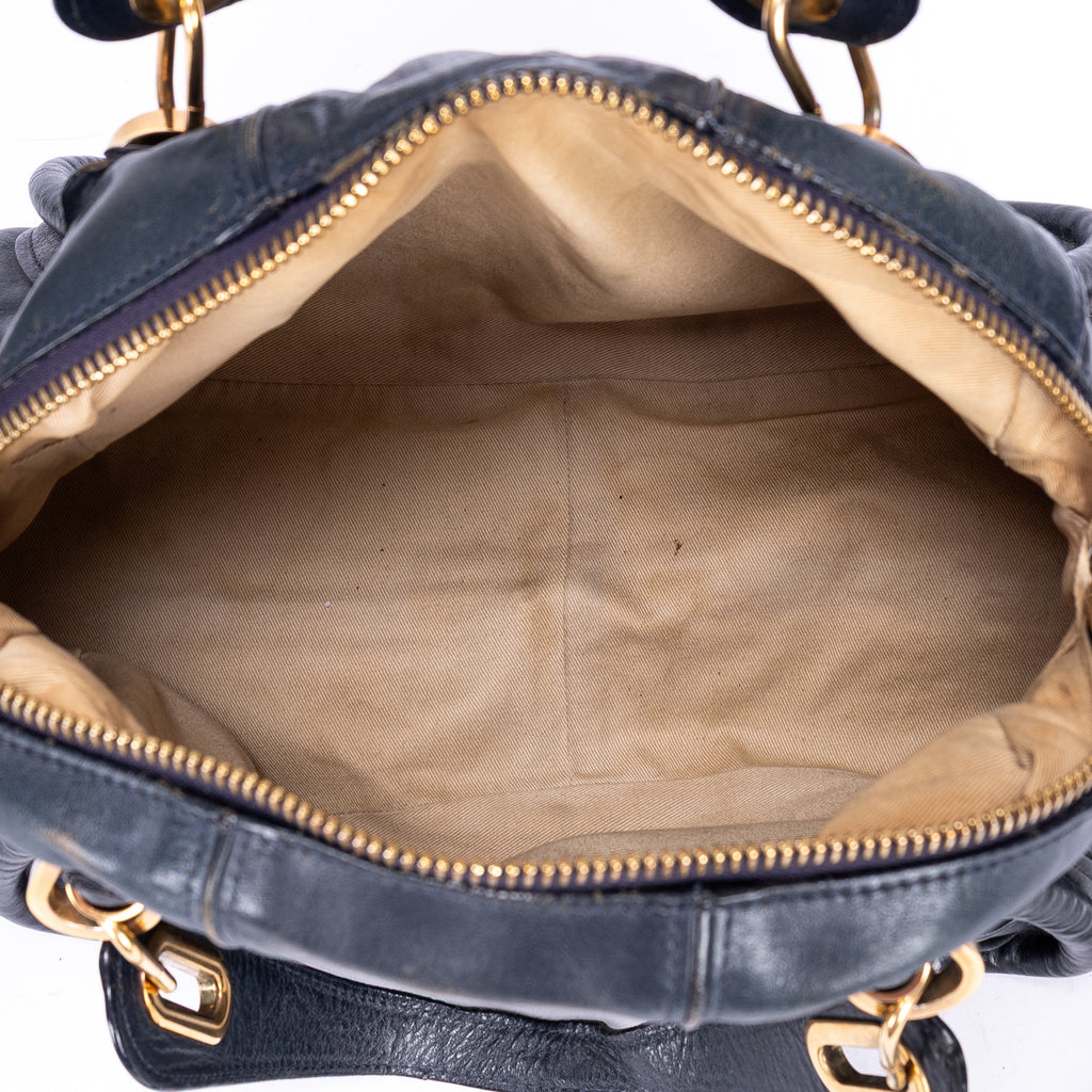 Shoulder Bag Medium Paraty Medium Navy Grained Calfskin Leather