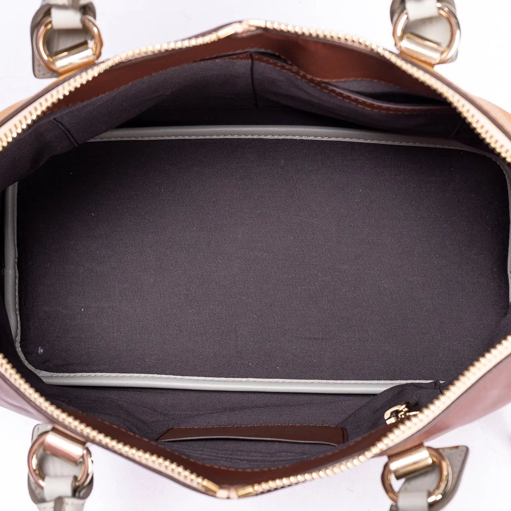 Shoulder Bag Bailey Convertible 2-Way Tote Brown Calfskin Leather