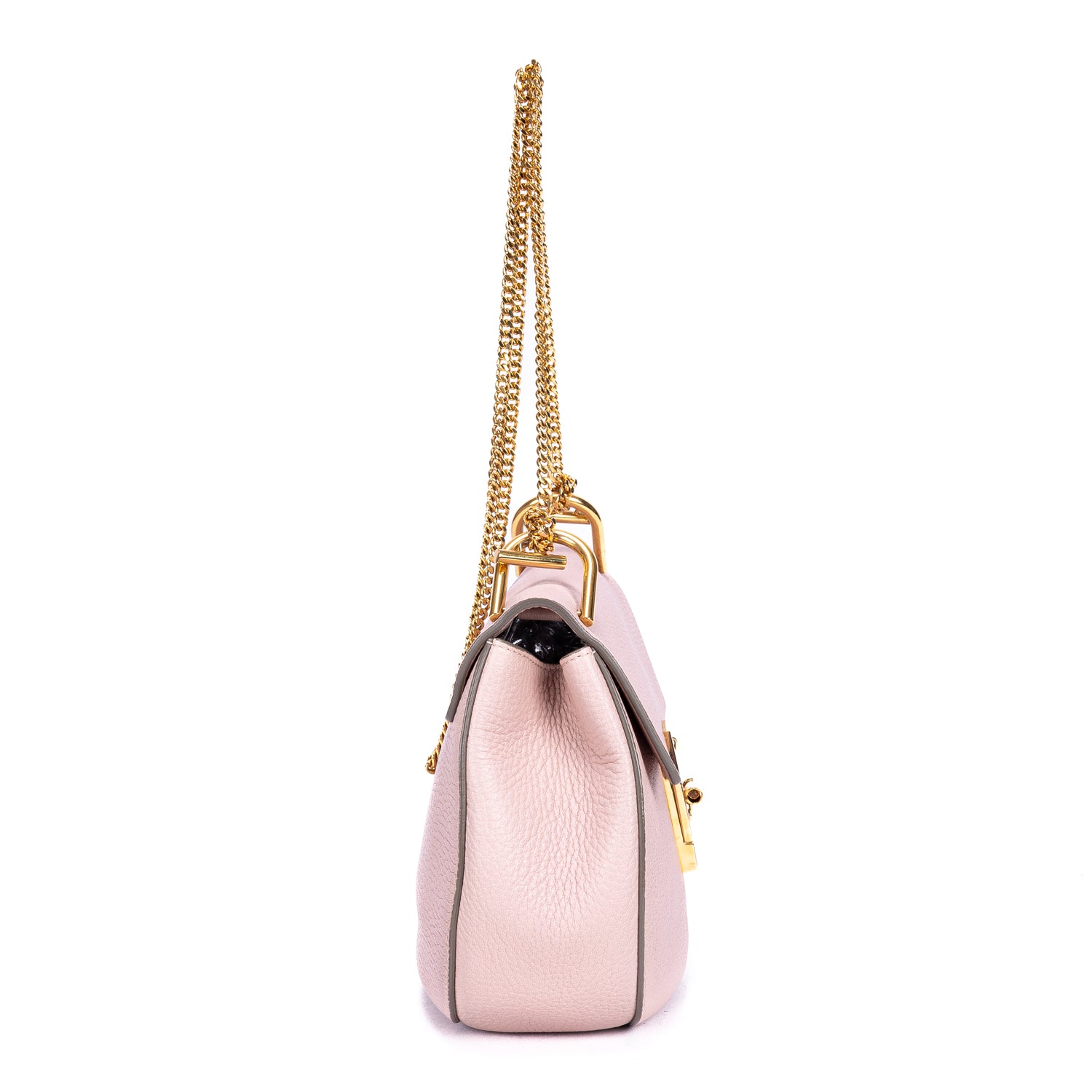 Bolso de hombro Drew Crossbody de piel de becerro granulada rosa
