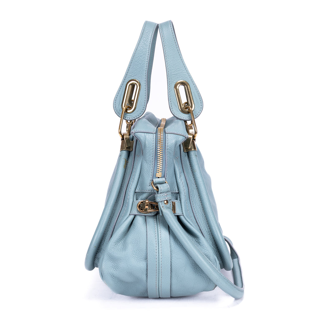 Shoulder Bag Medium Paraty Medium Light Blue Grained Calfskin Leather